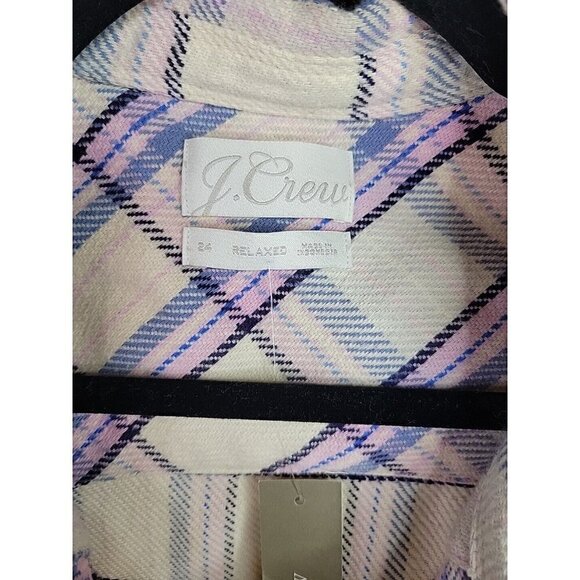 New J. Crew Relaxed fit Flannel Shirt Jacket Shacket Pearl Snap Pink Plaid Sz 24 - Picture 5 of 14